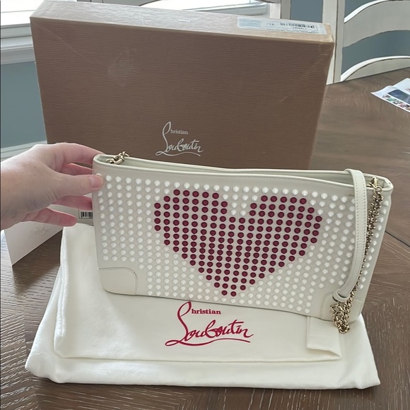 Christian Louboutin Handbags - EUC Christian Louboutin LoubiPosh Valentines Spiked Clutch w/ chain,dust bag,box